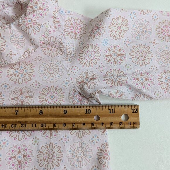 Jacadi Paris Liberty Baby Cotton Blouse 12 Months Pink Ruffle Neck Long Sleeves - Picture 4 of 7